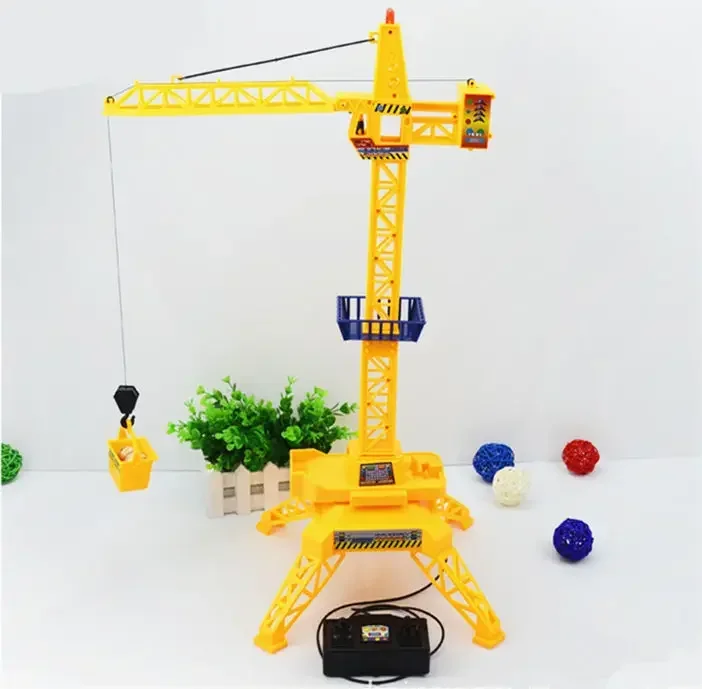 [Funny] New strange wire control construction tower crane toys Simulation excavator toy wired remote control RC car kids gift