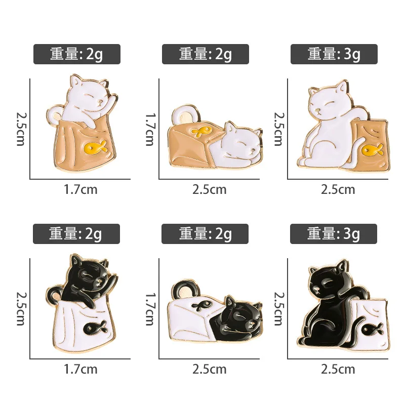 Bros kucing kartun dengan ransel Pin Enamel Pin Lapel lucu Anime bros wanita Jeans lencana bros untuk pakaian lencana potong