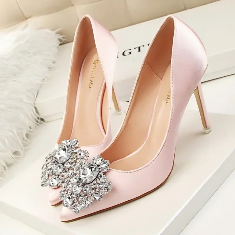 

Korean Version Sweet Woman Shoes Red Pink Wedding Banquet Shoes Kitten High Heels 10cm Girls Wear Heel Shoes Big Size 34-43