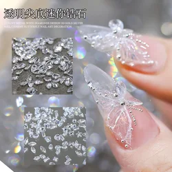 50PCS Sparkle Clear Transparent Mini Zircon Sharp Diamonds Crystal Love Round Nail Art Rhinestones Decoration Manicure Tiny Gems