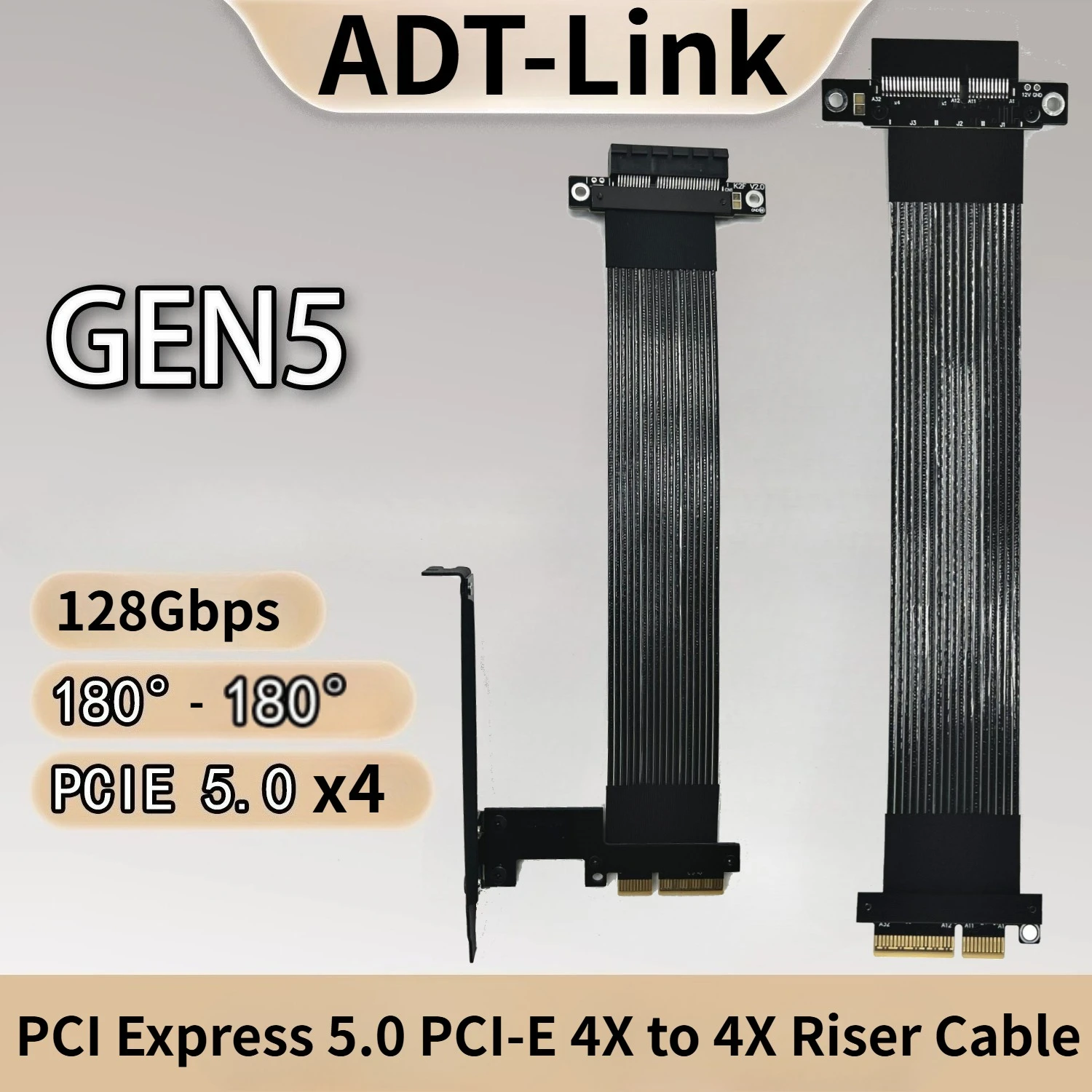 

K22SF-BK PCI-e 5.0 4X Gen5 Переходной кабель «папа-мама» x4 к X4 Удлинитель видеокарты Перемычка для графического процессора видеокарты