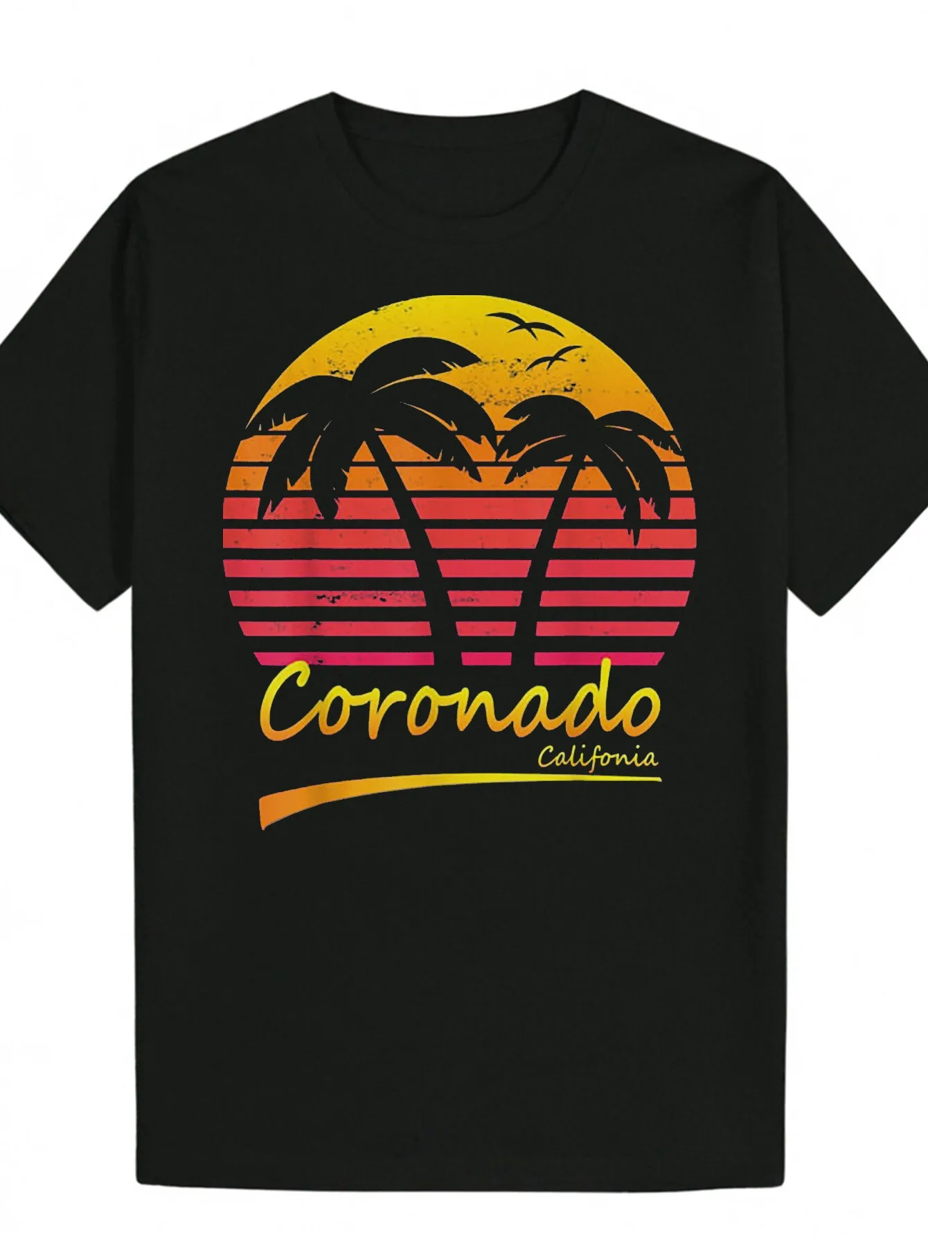 

Men's Black Tropical Palm Tree Sunset Beach T-Shirt