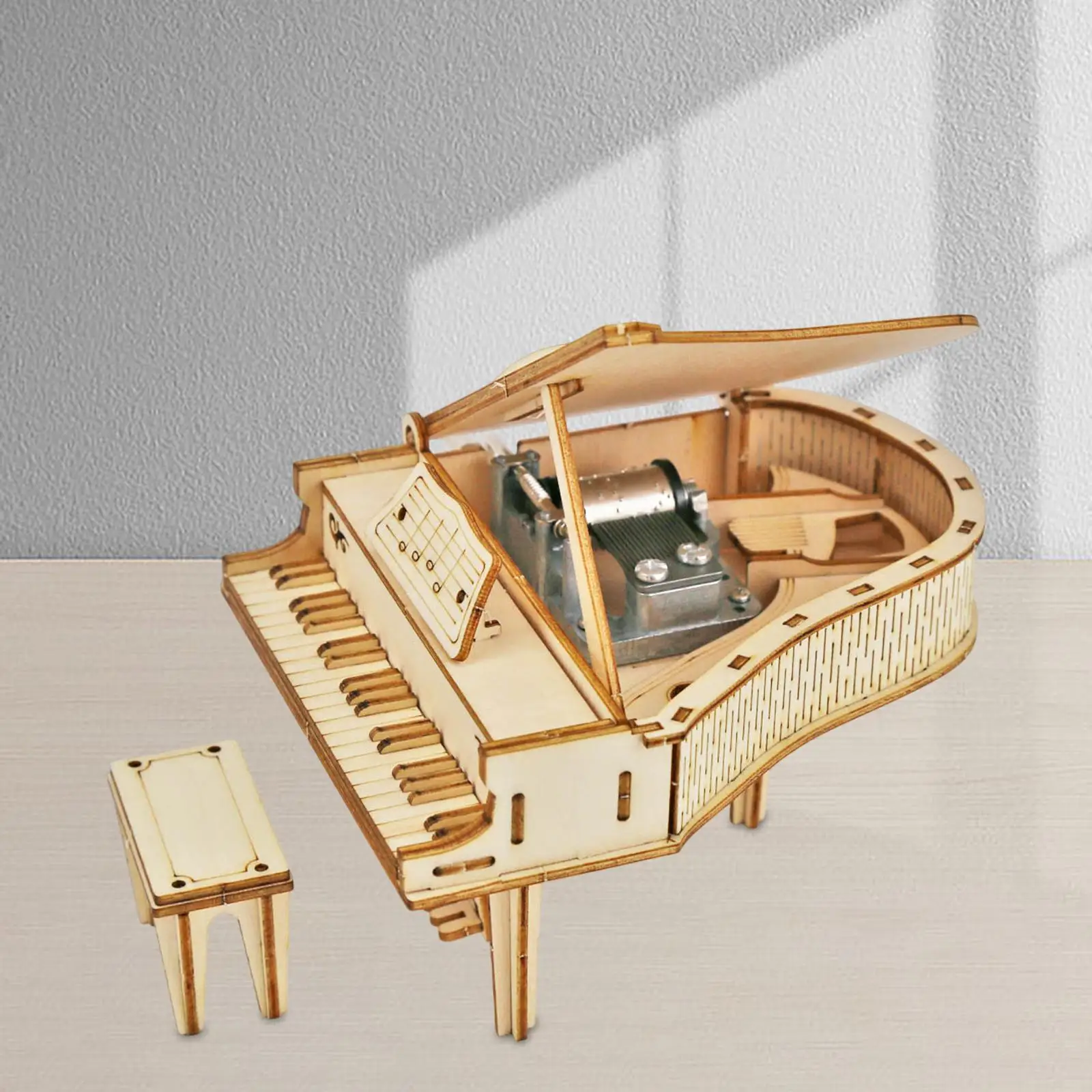 DIY Toy Piano Music Box 3D Puzzles for Adults, Craft Building DIY Kit Wooden Puzzle Assembling Toy for Kids Teens Xmas Gifts