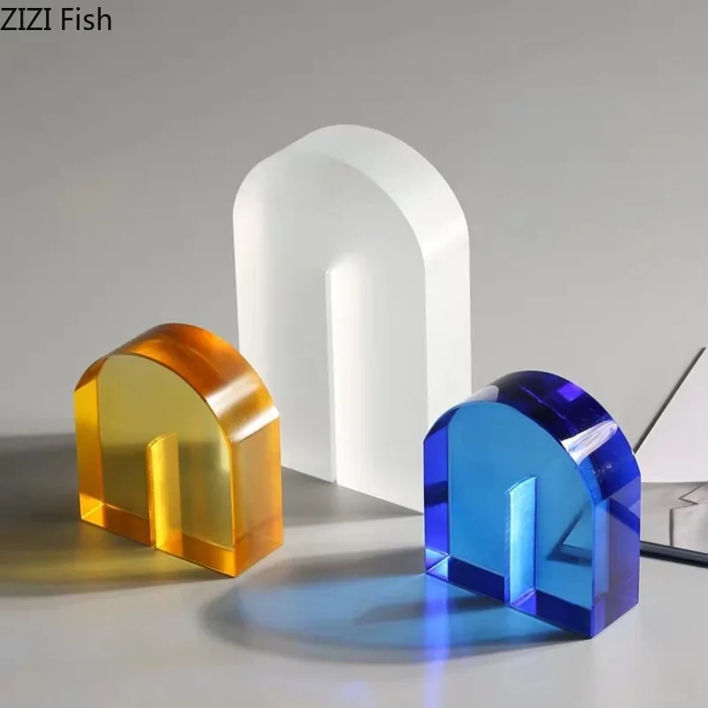 

Цветные хрустальные украшения, арочная книжная полка, геометрическая скульптура, настольная художественная статуя, модель дисплея, украшения, ремесла, миниатюры