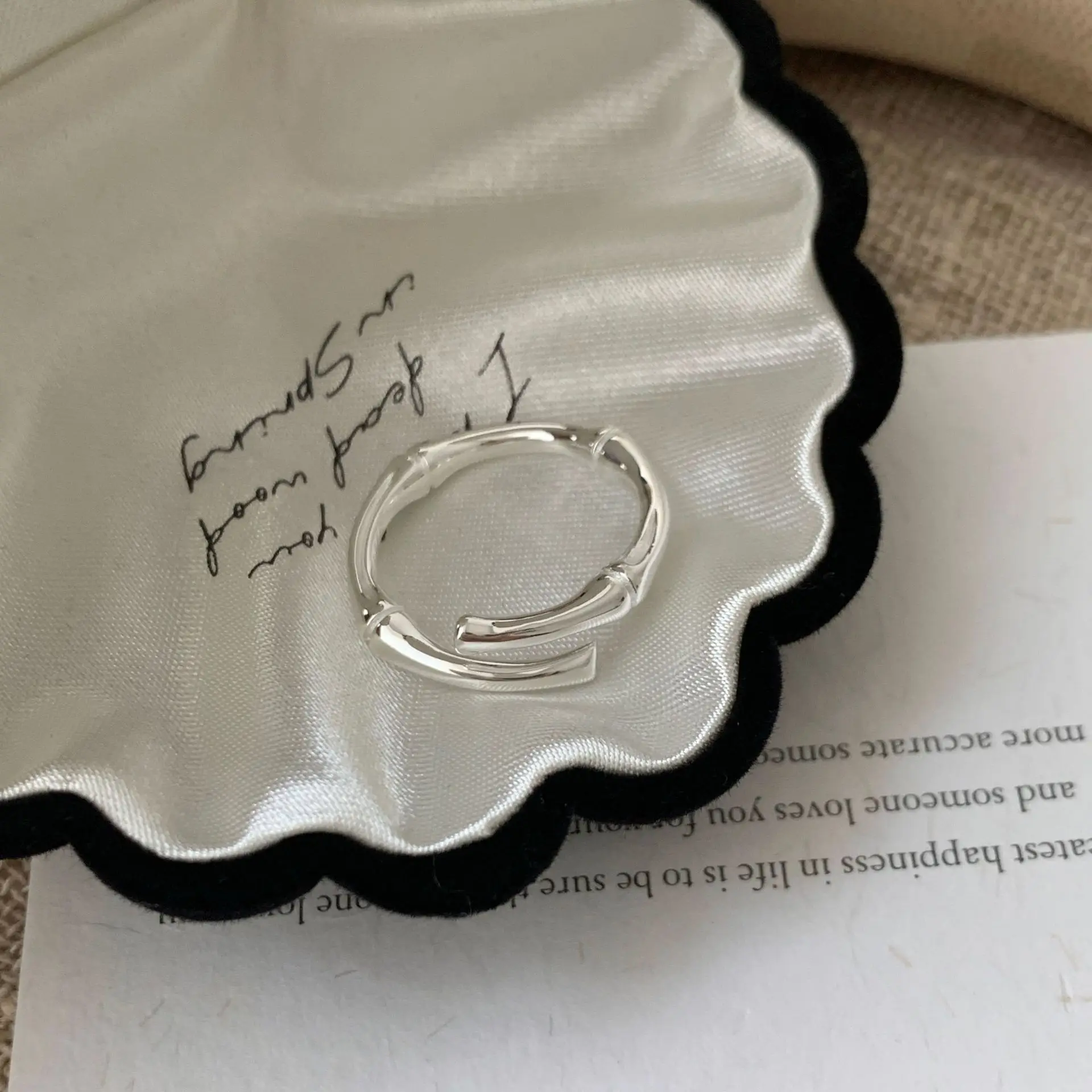 

CHOZON S925 Твердое серебряное бамбуковое кольцо Французский минималистичный оптовый комплект ювелирных изделий для женщин