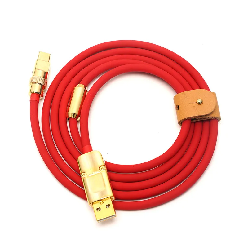 Handmade custom silicone Metal USB to Type-C Data Cable Professionally Designed For Mechanical Keyboards Gold-plated Interface