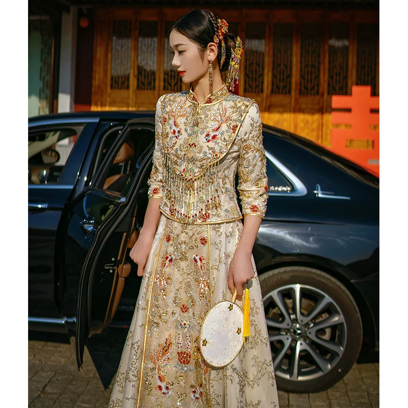 Xiuhe Dress 2026 New Chinese Wedding Dress Court Toast Dress and Gown High-End Suit Women