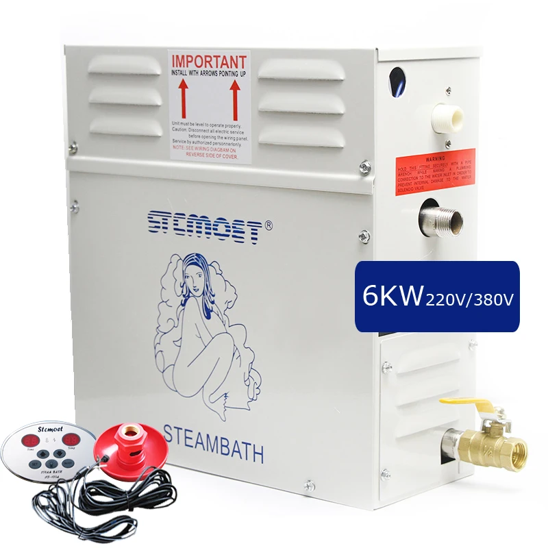 6KW Steam Bath Generator for Sauna Weight Loss Spa Wet Steam Bathroom with Computer Control Panel Relaxes Tired Muscles