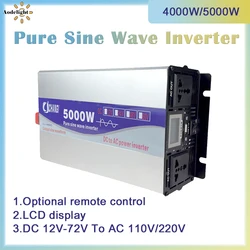 Zuivere Sinus Omvormer 12V 110V 220V 4000W 5000W Vermogen 12V 24V 48V 60V 72V Omvormer Zonne-Auto Inverters Afstandsbediening