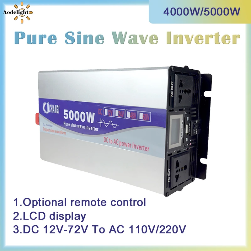 inversor de onda senoidal pura 12v 110v 220v 4000w 5000w poder 12v 24v 48v 60v conversor 72v inversores solares do carro controlo a distancia 01