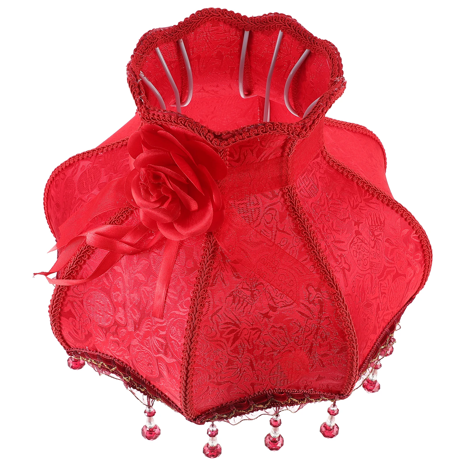

European Style Retro Lampshade Red Fabric Cover for Floor Table Lamp 60cm Dustproof Soft Light Bedroom Living Room Decor