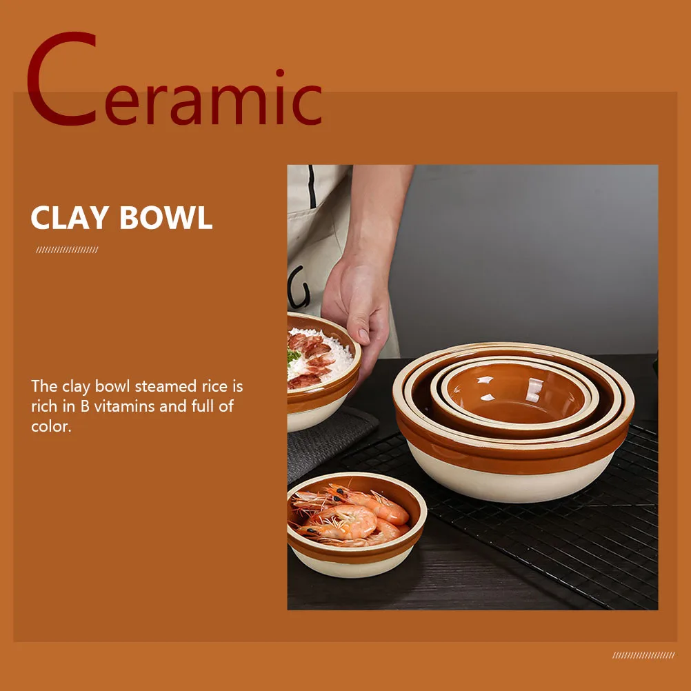 

2Pcs Rice Bowls Ceramic Steaming Pot Household Kitchen Tableware Exquisite Soup Bowl Ceramic Kitchenware