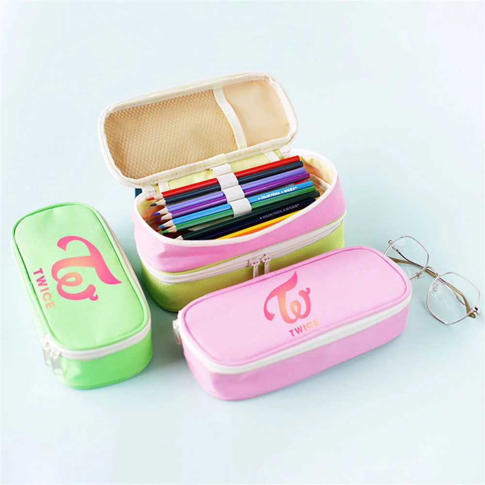 Kpop Twice-estuche para lápices de gran capacidad, bolsa de almacenamiento Multicolor, suministros para estudiantes, sanas Mina Nayeon Chae Young