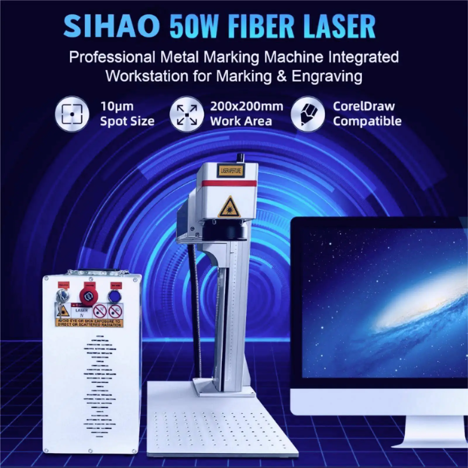 SIHAO Laser Engraver Fiber 30W 50W Laser Making Machine DIY Metal Gold Silver Jewelry Ring Optical Engraving Cutting Machine