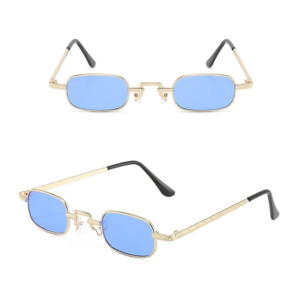 Kleine rechteckige Sonnenbrille für Frauen Männer Mode Retro Metallrahmen Sonnenbrille Vintage Punk Shades UV400 Schutz brillen – Detail 7