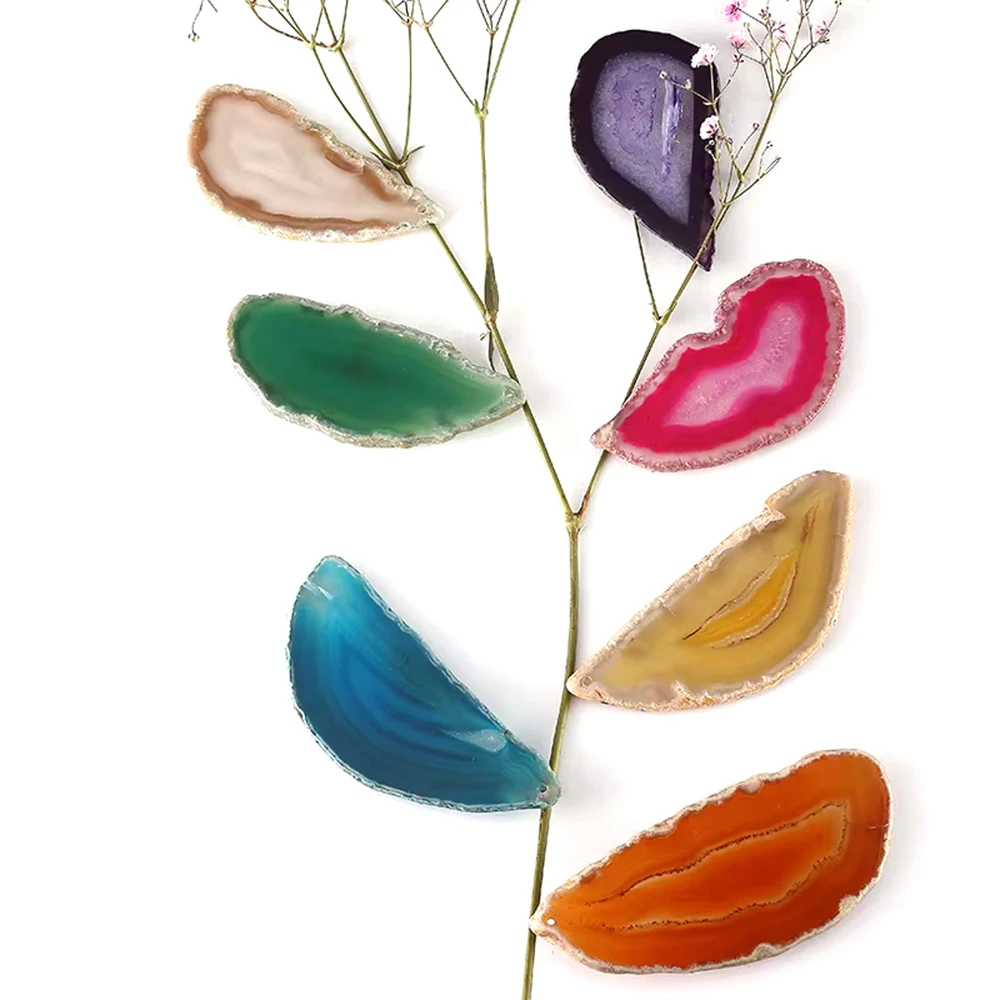 Drilled Agate Geode Slices Polished Irregular Crystal Stone Slab Assorted Stone Pendant For DIY Jewelry Making Crafts Home Decor