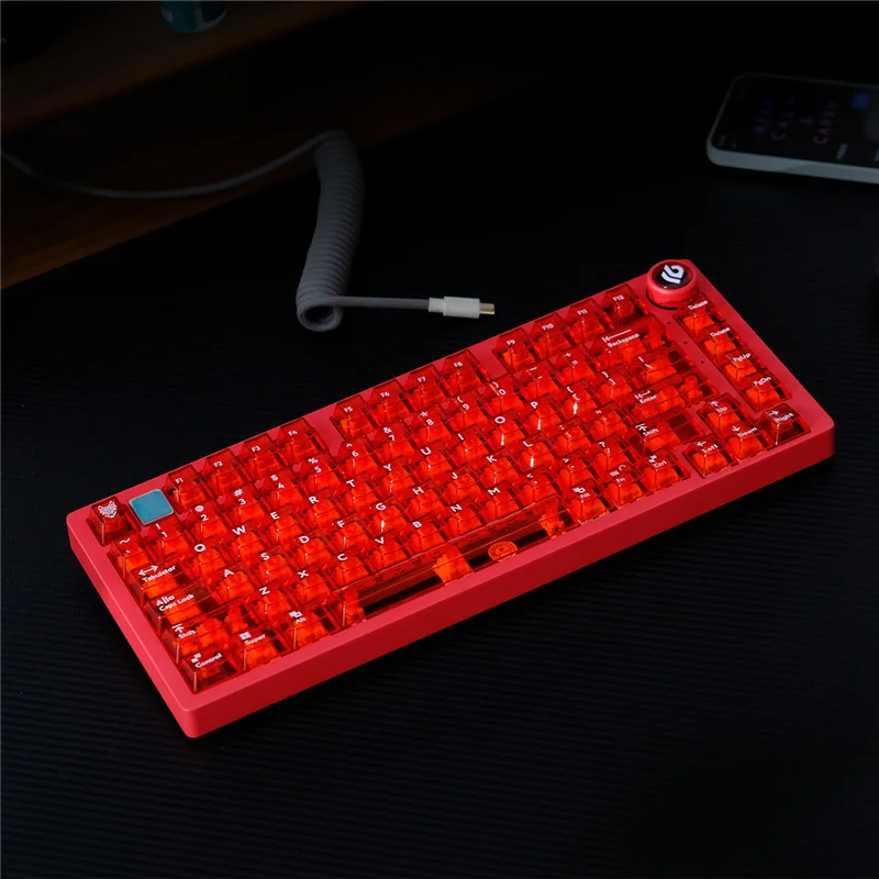 Imagem -03 - Personalizado Vermelho Transparente Keycaps Cereja Perfil Material do pc Pad Impressão 114 Teclas para 61 75 87 Teclado Mecânico