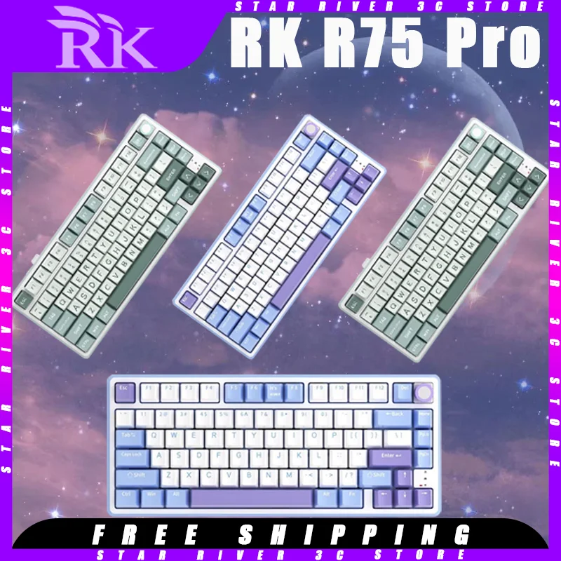 

RK R75 Pro Mechanical Keyboard 3Mode Wireless Bluetooth Gasket Structure Hot Swap PBT Keycaps Laptop PC Gamer Accessories Gifts