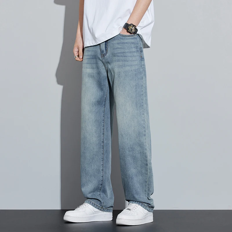 

2025 Spring/Summer New Men's Lyocell Loose Jeans Summer Thin Breathable Straight Leggings Retro Business Casual Fashion Korean M