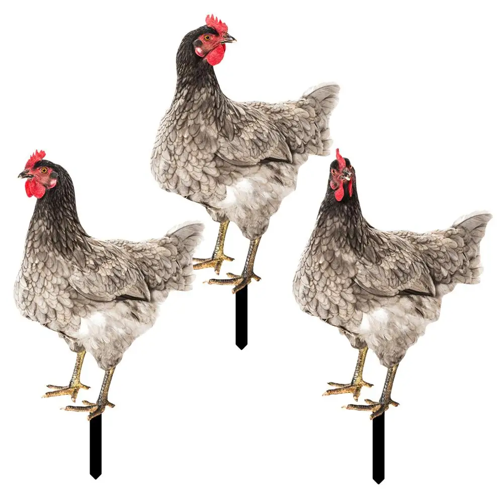 

3 Pcs Stakes Outdoor Yard Decor Simulation Hen Insert Outdoor Garden Decor Yard Animal Durable Statue Sculpture