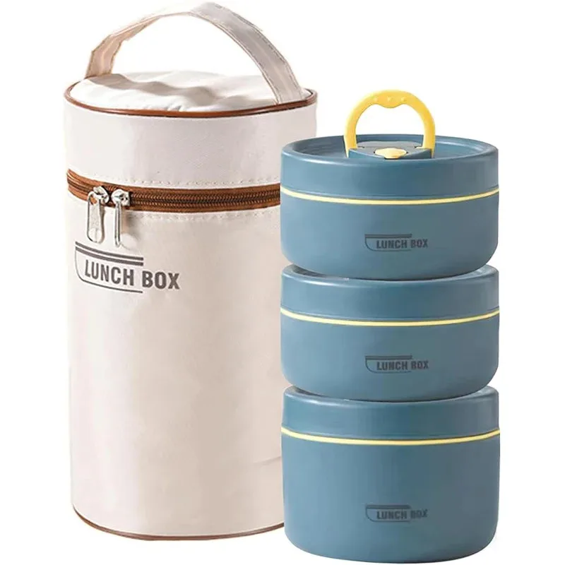 Tragbare Isolierte Thermische Lunchbox-Set für Zuhause und Küche 3 Separate Stapelbare Lebensmittelbehälter für Erwachsene und Kinder