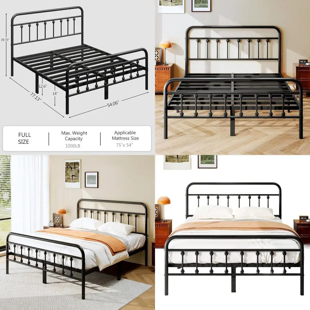 

Contemporary Metal Platform Bed with Steel Slat Support, Easy Assembly, No Box Spring, Underbed Storage, Noise-Free, Black