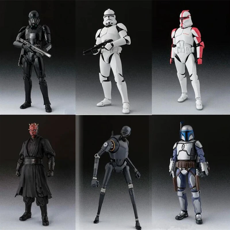 SHF Star Wars Action Figures Stormtrooper Dark Trooper K-2SO Darth Vader Figure Maul Shock Trooper Black White Soldier Toys Gift