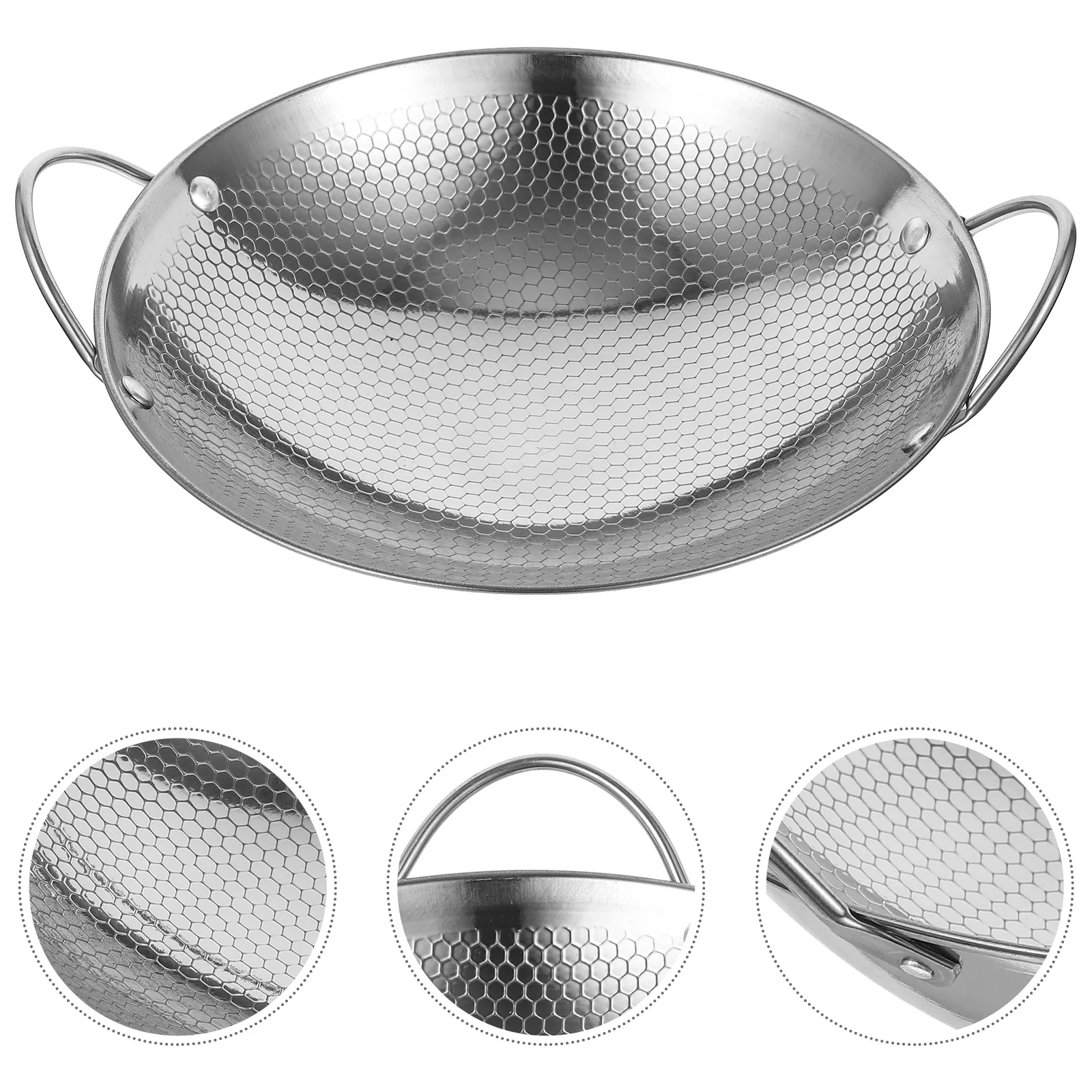 Olla para mariscos, cocina Cuscuzeira, sartén antiadherente Paella, Mini superficie brillante, cocina por inducción, panal inoxidable, portátil, grueso