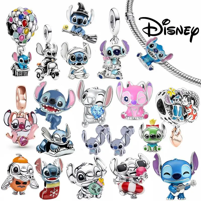 925 Silver 2026 Hot Disney Lilo & Stitch Series Charms Pendants Fit For Necklace Bracelet DIY Festival Women's Fine Party Gifts