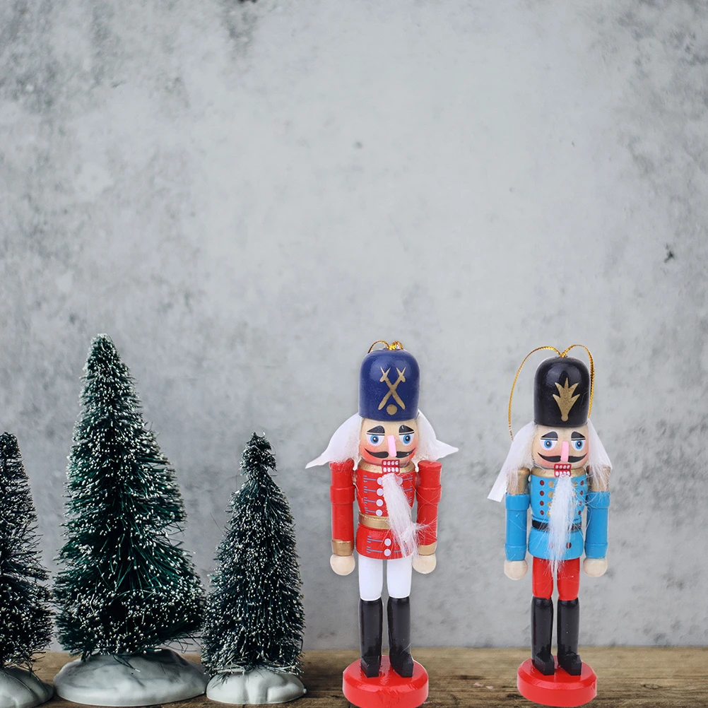 

6pcs Nutcracker Hanging Ornaments Wooden Soldiers Eco Friendly Christmas Decor Painted Craftsmanship Home