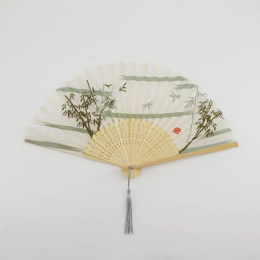

1PC Pattern Silk Folding Bamboo Art Craft Hand Held Folding Fan Hand Held Flower Fan Photo Prop Tool Dance Hand Held Silk Fan