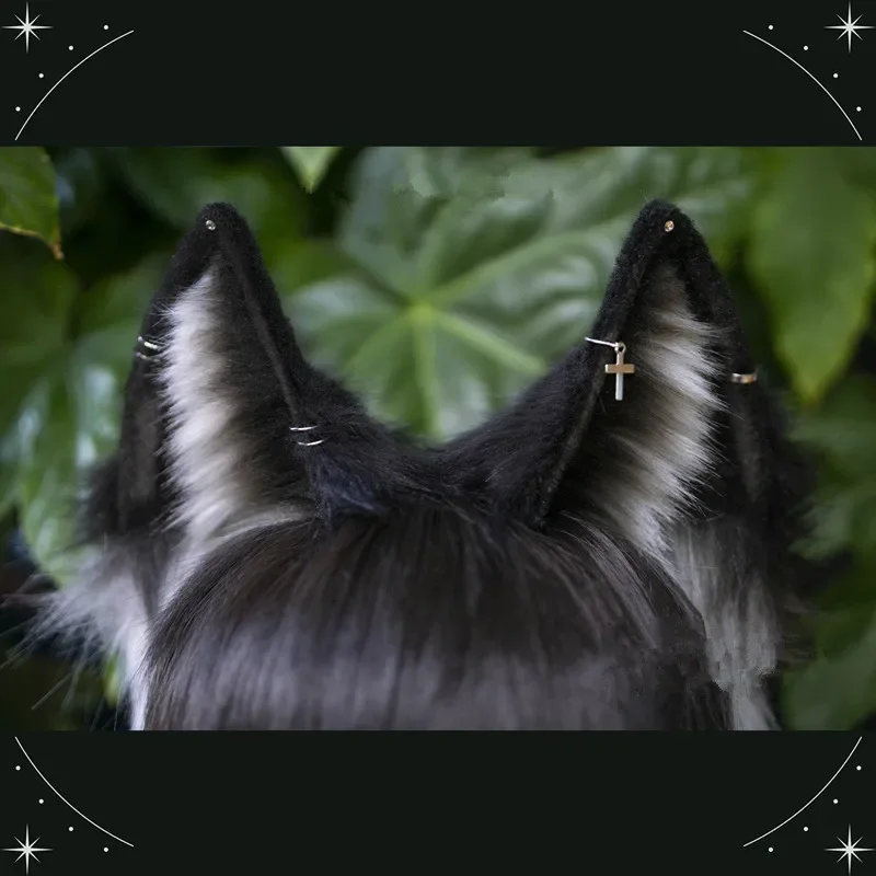 ที่คาดผมหูหมาป่าสีดำแบบสั่งทำพิเศษสำหรับคอสเพลย์อนิเมะ ฮาโลวีน และคริสต์มาส