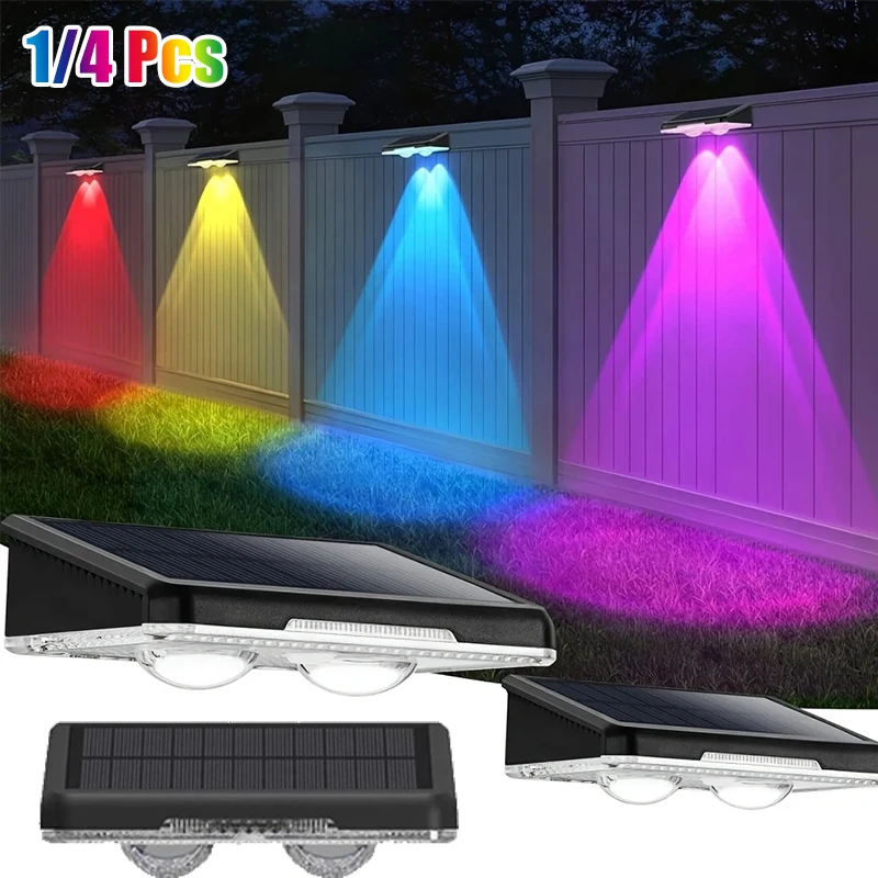 1-4Pcs Solar Fence Lights Solar Powered LED Deck Light Color Changing Waterproof Outdoor Illumination for Fence Posts Balcony