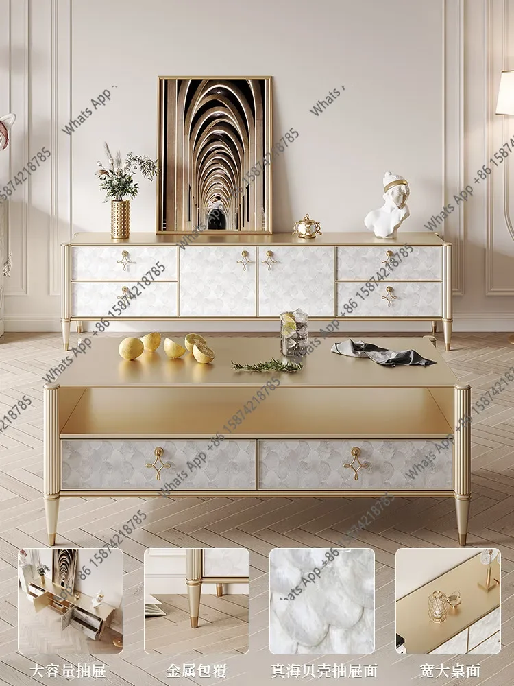 

French Solid Wood TV Cabinet Floor-to-ceiling Living Room Home Fashion Light Luxury Simple Designer High Sense X