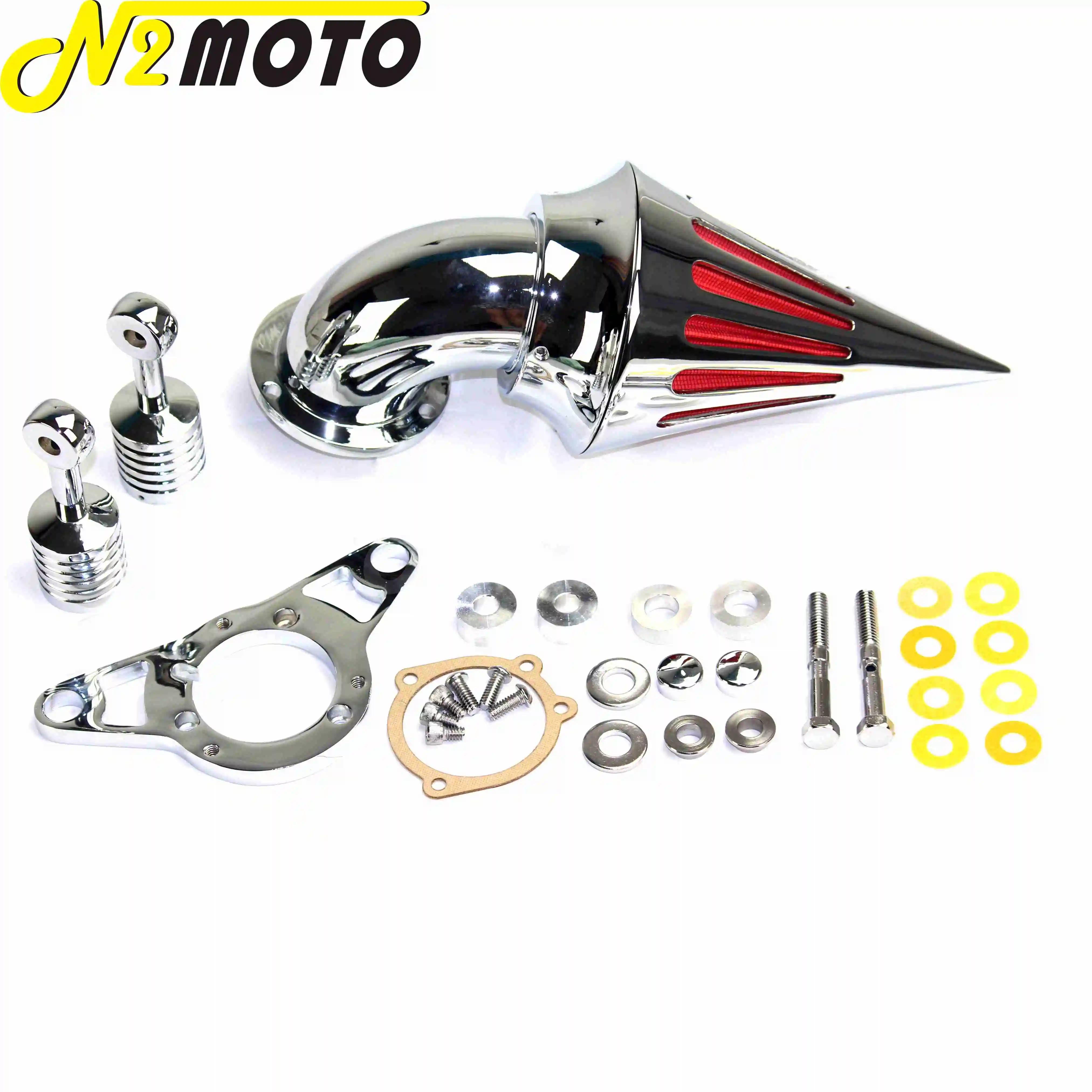 Aluminum Chrome Spike Motorcycle Air Cleaner Intake Filter Air Filter Kit For Harley Touring Softail Road King Glide 2001-2009