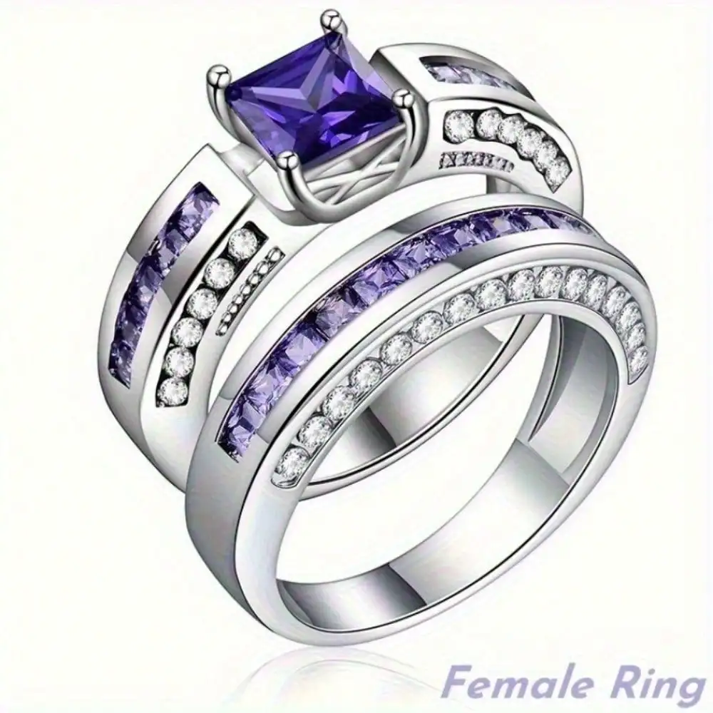 

Purple Jewelry Women Ring Set, Elegant Design For Women, Suitable For Both Gift Giving And Personal Wear
