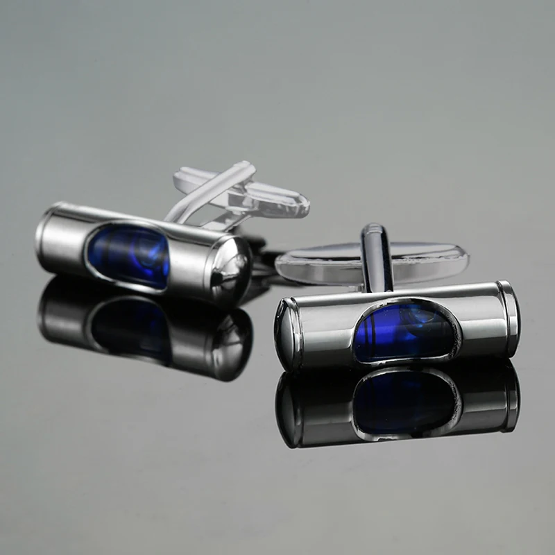 High quality blue level cufflinks for men's wedding shirts, branded buttons on cuffs, the best choice for gift giving