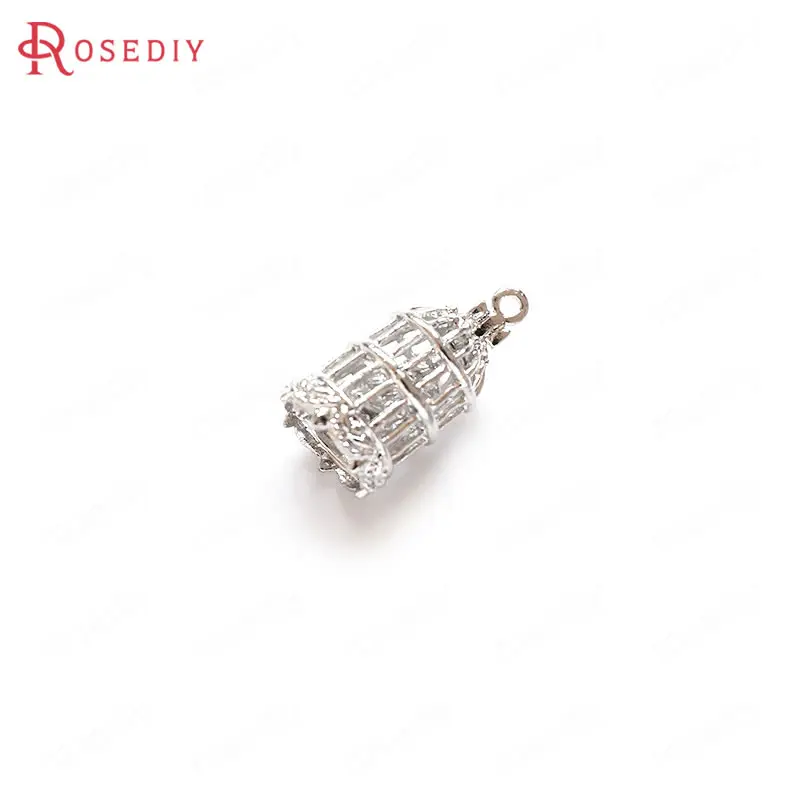 (F490)6 pieces 20*10mm High Quality Gold Color Plated Brass Bird Cage Charms Pendants Diy Jewelry Earrings Accessories Wholesale