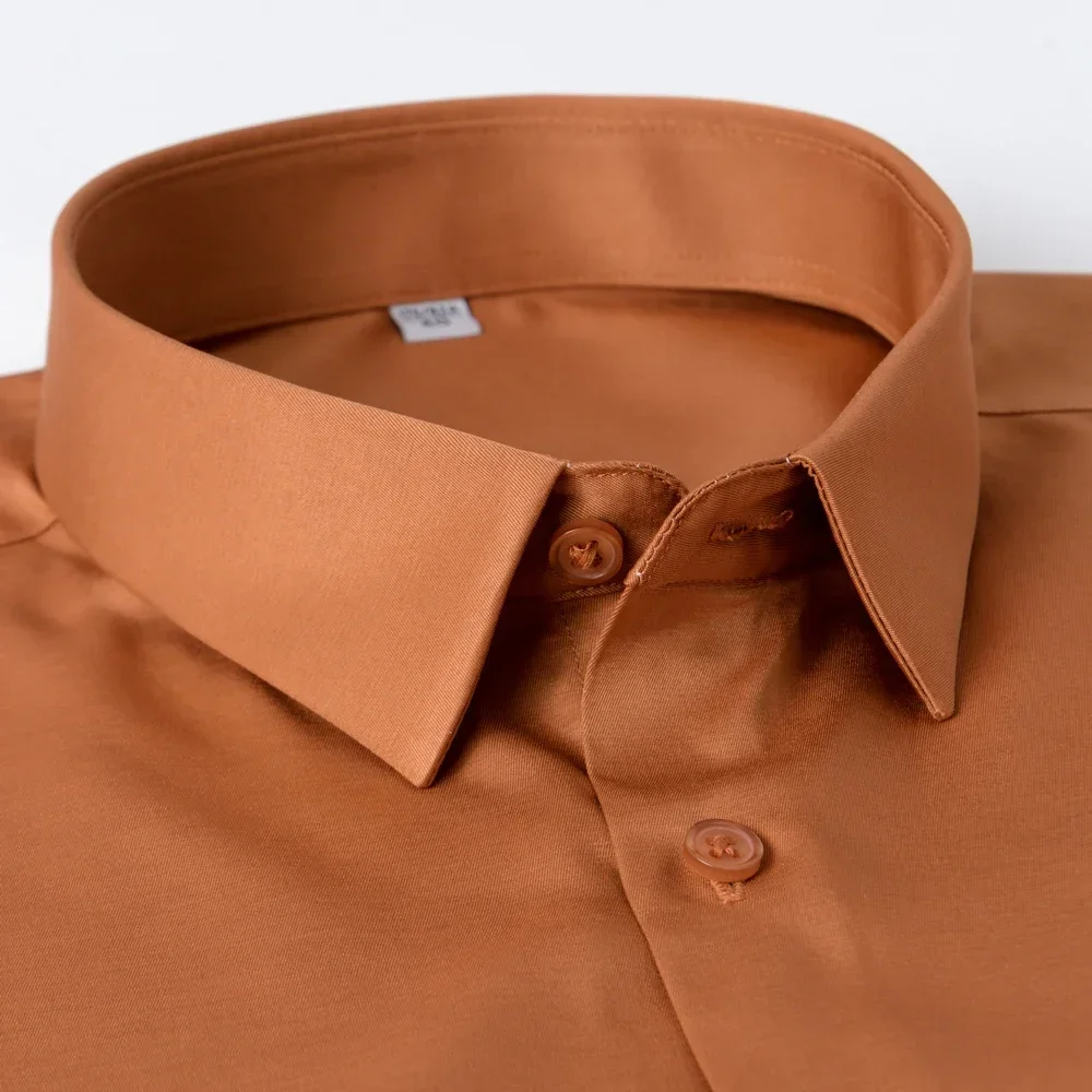 

Silk Touch Men's Classic Long Sleeve Non-iron Dress Shirts Without Pocket Standard-fit Formal Business Work Office Casual Shirt