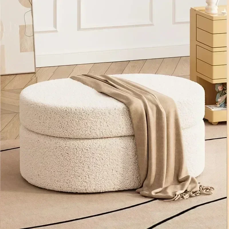 Advanced Foot Seat Multifunctional Shoe Changing Stool Comfortable Lamb Cashmere Hallway Bench Creative Storage Home Furniture