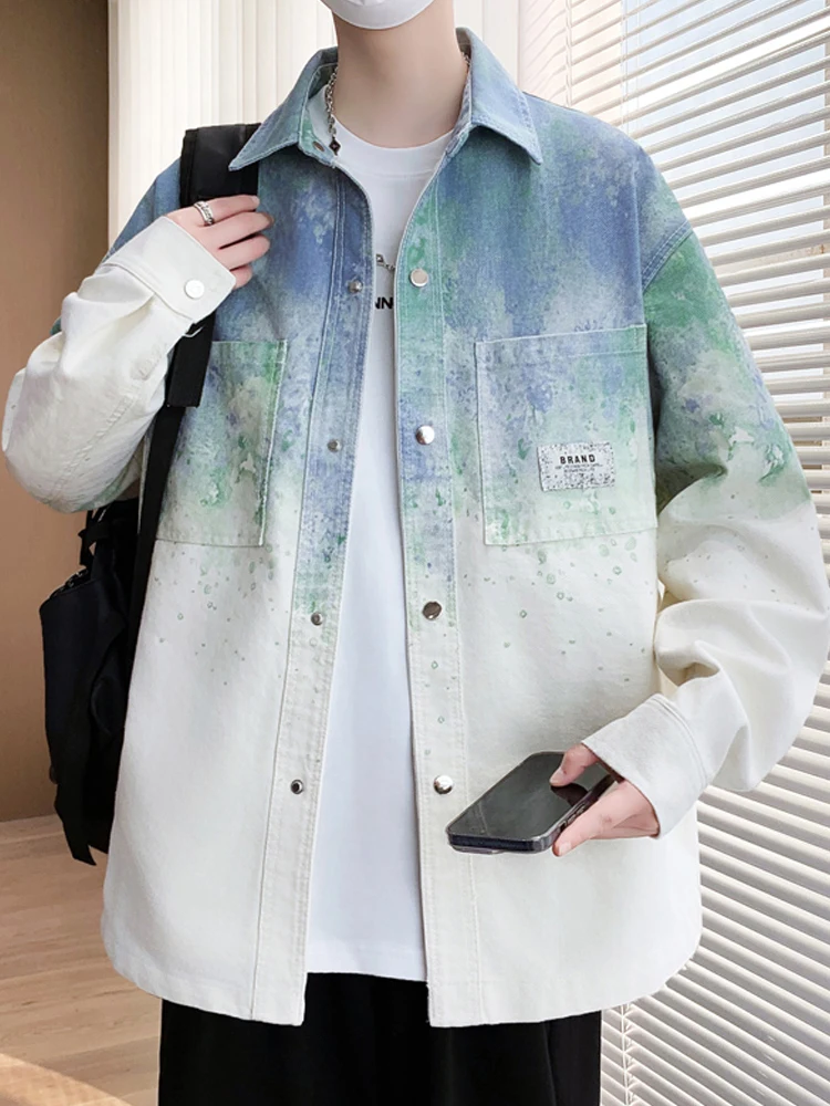 

Loose Casual Men's Tie Dye Jaet Teenage Faion Brand High-End Feeling Cool Teenager Casual Loose Outerwear