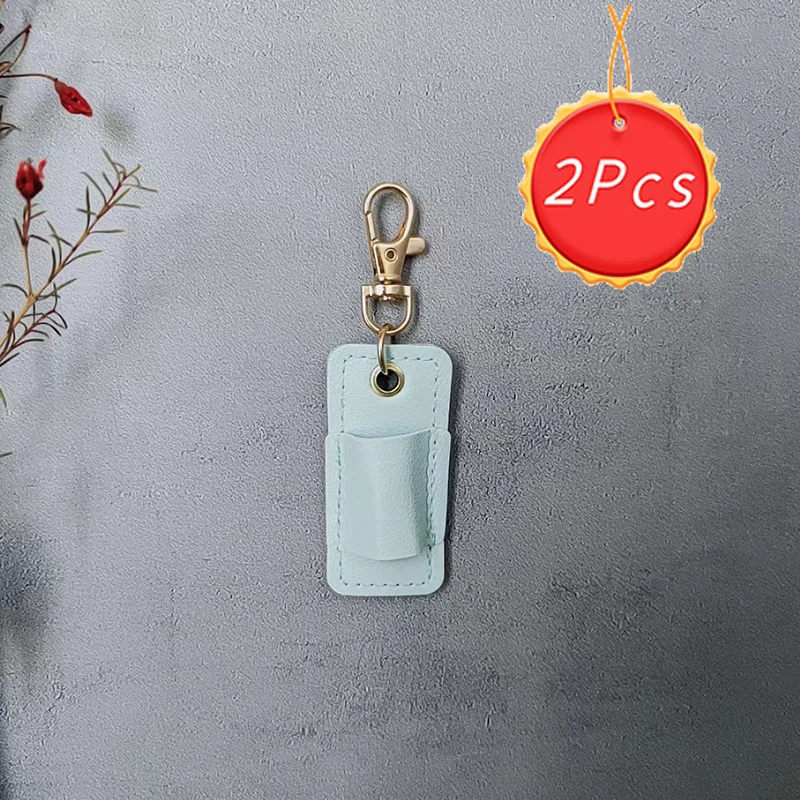 Kit de Regreso a Clases de 2 Piezas, Estuche de Lápices Corto de Cuero PU Premium con Llavero, Bolsa de Almacenamiento de Papelería Diaria Portátil