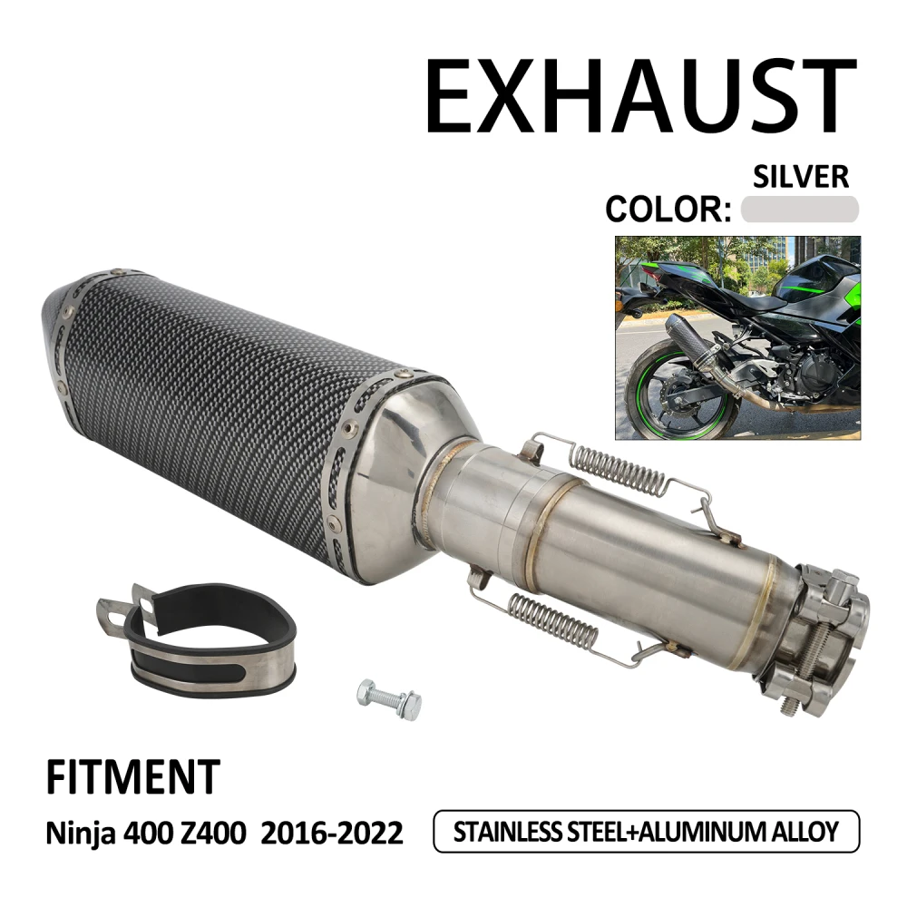 

Motorcycle Exhaust Pipe Muffler Silencer Escape Accessory For Ninja 400 Z400 2016 2017 2018 2019 2020 2021 2022