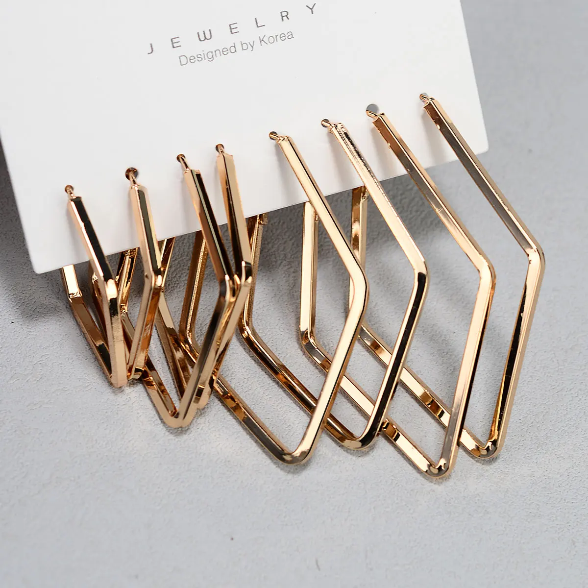 Simple Geometric Rhombus Hoop Earrings For Women Fashion Jewelry Accessories Statement Square Youth Ladies Students Girl Earring