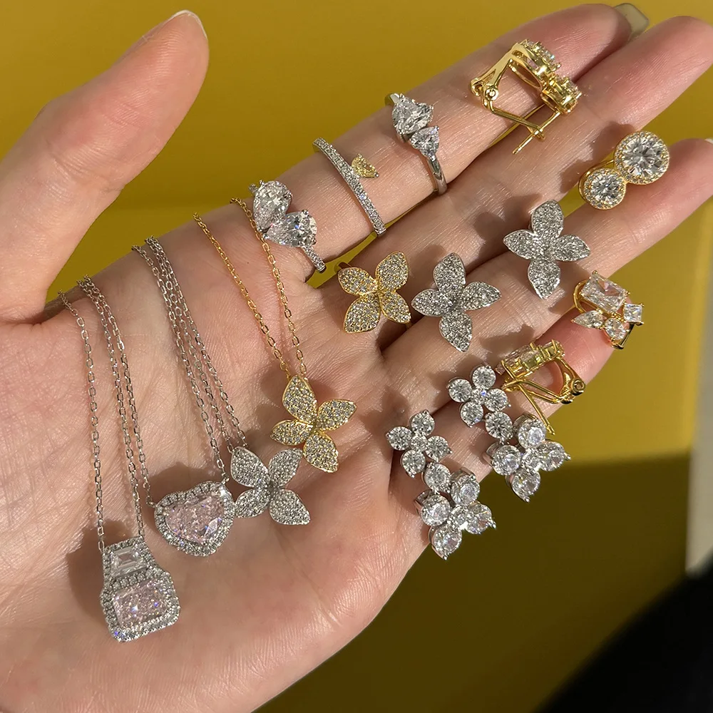 

New S925 Silver Earnail Necklace for Women, Small Luxury and Fragrant Silver Jewelry Set, Sweet and Elegant Earrings