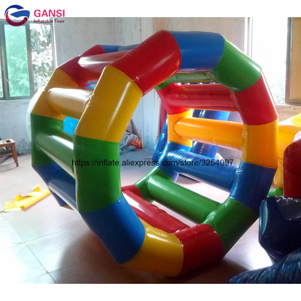 Water Park Games Rental Inflatable Water Treadmill,Commercial Grade Inflatable Hamster Roller Wheel With Free Air Pump