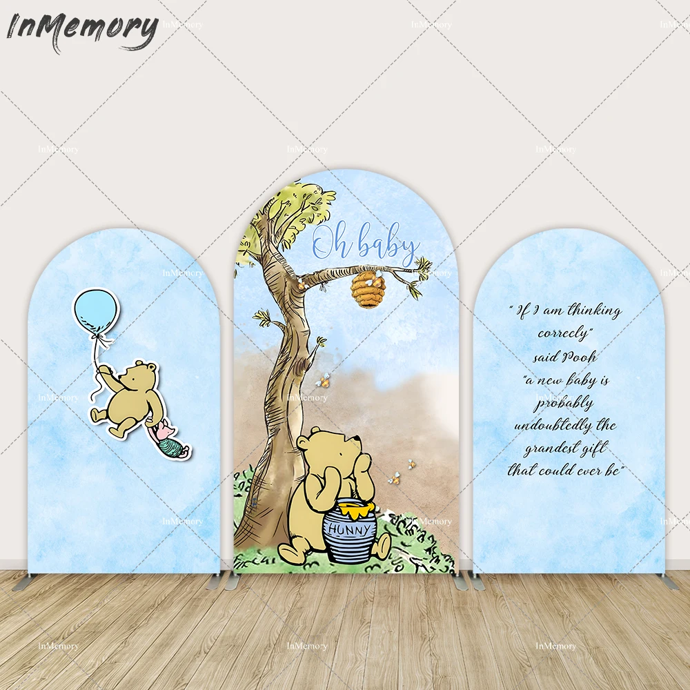 Baby Winnie the Pooh Arch Cover Backdrop for Newborn Baby Shower Party Decoration Blue Boy 1st Birthday Background Chiara Wall