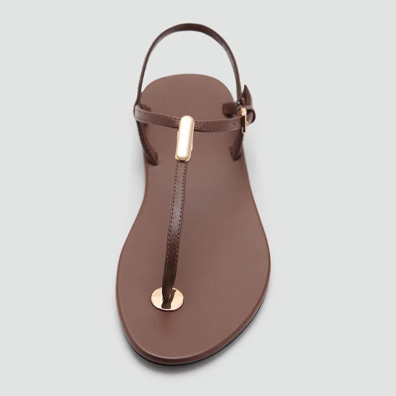 2026 Women's Luxury Black Clip-Toe Gladiator Sandals Flip-Flop Sandals Women's Metal Buckle Flat Beach Shoes Casual Footwear view 4