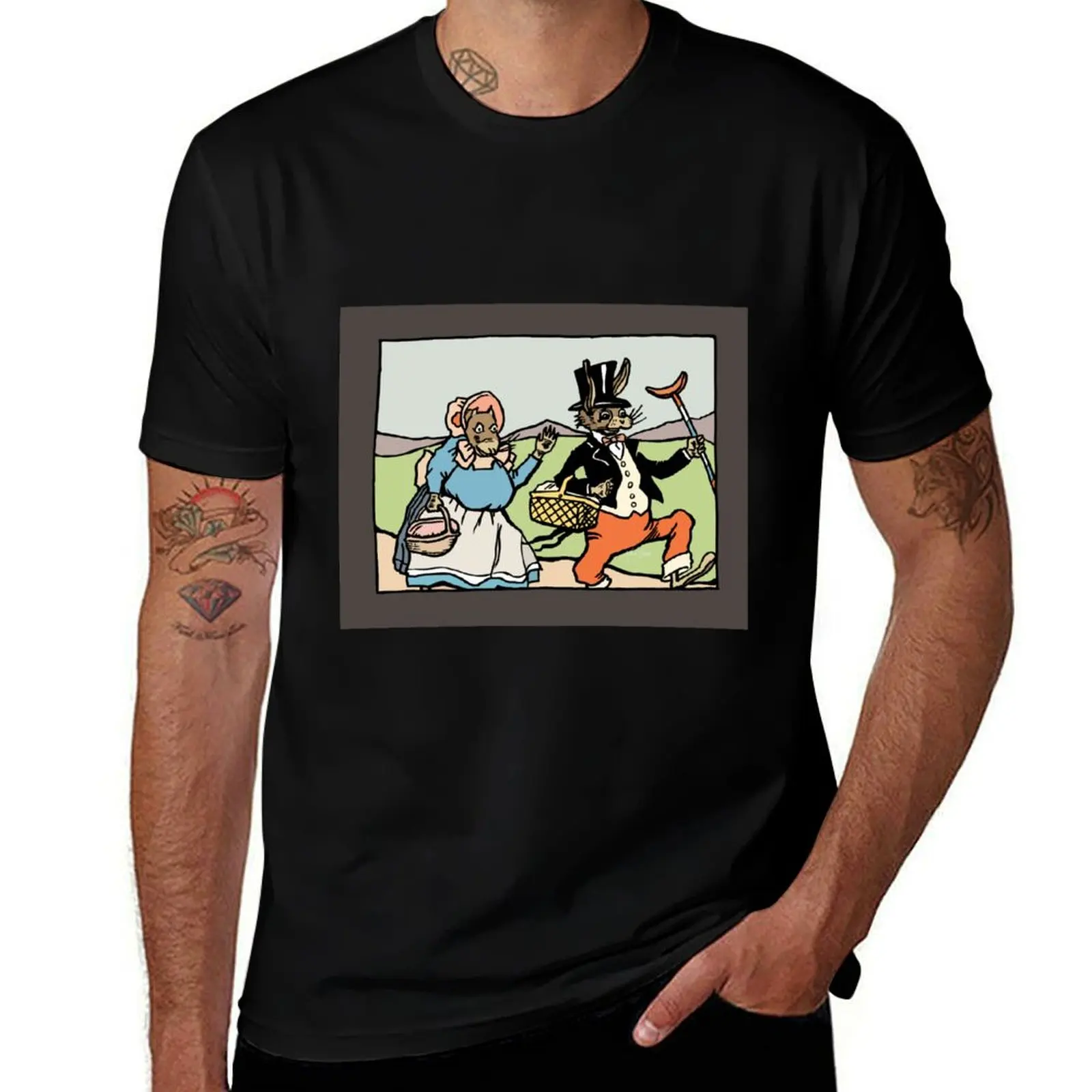 

Uncle Wiggily & Nurse Jane Go Picnicking T-Shirt cotton t shirt pack man t shirt graphic T-Shirt