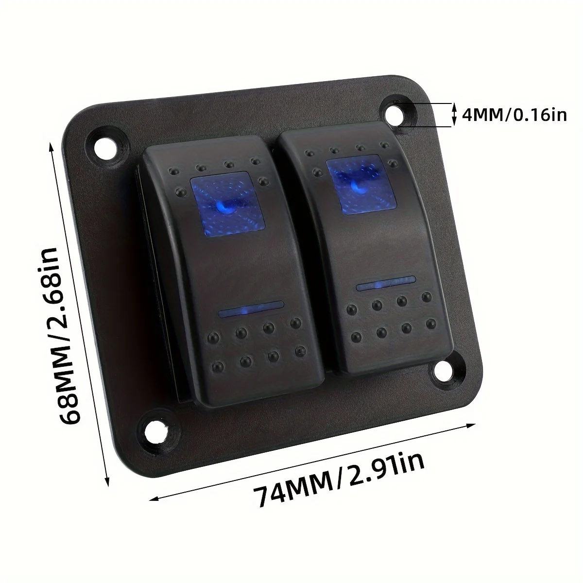 مجموعتان من لوحات التبديل الروك مع مفاتيح 5 دبابيس مناسبة للسيارات 12 فولت/24 فولت، والسفن، ومقطورات ATV، باللون الأزرق. #2